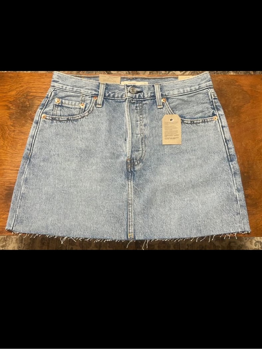 Levi's Light Blue Denim Mini Skirt with Raw Hem